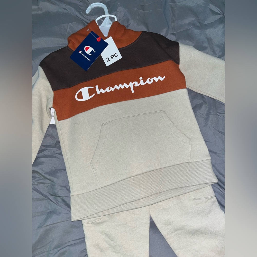 Champion Kids' Brown and Cream Hoodie Set